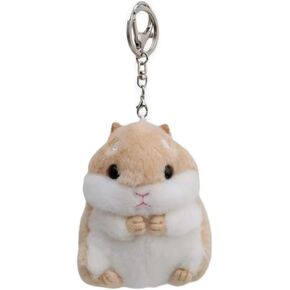 Cute Khaki Plush Hamster Keychain Plush Keychain Wallet Backpack Handbag Charms Automobile Keychains Automotive Trim Women's Key Rings and Keychains Automobile Keychains