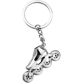 Cute keychain 3D Roller Skate Keychain Car Key Keychain Charm Handbag Purse Charm Silver Alloy, 3.73x1.69x0.08 inches for Purse, Handbag Bag, Earphone Case Decoration