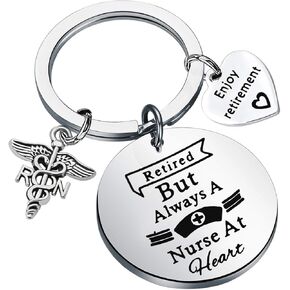 UJIMS RN Nurse Keychain Registered Nurse Gifts Retired But Always A Nurse At Heart Enjoy Retirement Jewelry