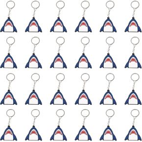 24 Pack Shark Keychains Cute Shark Charm Keyrings for Shark Lovers Gift, Ocean Animal Lovers Gift
