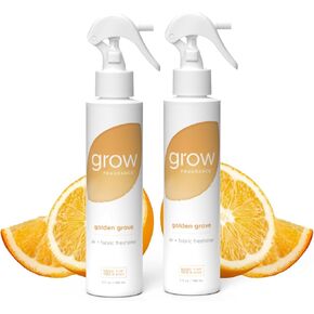 Grow Fragrance 100% Plant-Based Air Freshener Spray | Freshen Fabric & Rooms | Golden Grove Scent - Citrus, Fruits, Watery Green Notes | Made with Natural Essential Oils - 2 Pack, 5 oz each