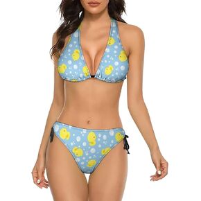 Women's Bikini Sets Cartoon Two Piece Halter String Triangle Swimsuit Swimwear Bathing Suit