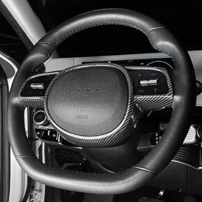 Carbon Fiber Style ABS Steering Wheel Cover Trim Interior Decor Stickers Compatible with Hyundai Ioniq 5 2022-2023 Ioniq 6 2023-2025 Accessories(A)