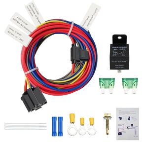Electric Fuel Pump Relay Kit 12V Relay Bypass Switch Kit Fuel Pump Relay Wiring Harness Kit 60 Amp Waterproof Relay Kit Fit 12V System Heavy Duty Long Wires Universal Fit