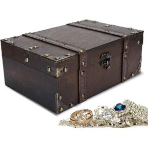 Vintage Wooden Boxes -- Decorative Wooden Storage Box Treasure Jewelry Chest, Decorative Small Wood Box with Lid Elephant Keepsake Box Chest Case Holder Organizer for Jewelry Storage (#Gray)