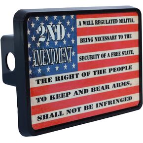 Rogue River Tactical USA American Flag 2nd Pro Gun Amendment Trailer Hitch Cover Plug