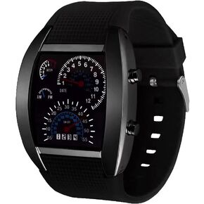 MINILUJIA Unique Cool Creative Fashion Simulate Car Dashboard LED Display Men Sport Wristwatches Rubber Watch Band