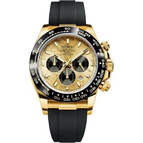 Men's Watch Panda Chronograph Dial Fashion Quartz Movement Wrist Watch Analog Business Waterproof Scratch Resistant Silicone Strap Rubber Band Sports Watches for Men