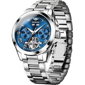 OUPINKE Watch for Men Automatic Wristwatch Luminous Sapphire Crystal Calendar 5ATM Waterproof Tungsten Stainless Steel
