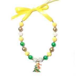 Pearls Choker Necklace Bow Pendant Christmas Necklace Yellow Christmas Necklace
