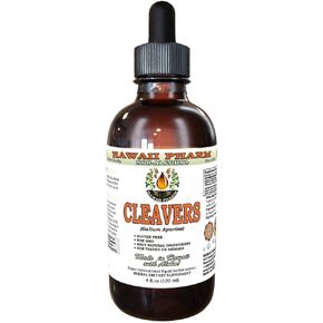 Hawaii Pharm Cleavers Alcohol-Free Liquid Extract, Organic Cleavers (Galium aparine) Above-Ground Parts, Organic Dried Glycerite Natural Herbal Supplement 2 oz