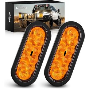 GOOACC 6Inch Oval Trailer Tail Light 2PCS 10LED White Reverse Back Up Lights w/Surface Mount Grommets Plugs IP67 Waterproof for Trailer Truck RV Tractor, 2 Years Warranty