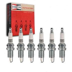 6 pc Champion Platinum Spark Plugs compatible with Jeep Wrangler 4.0L L6 1991-2006
