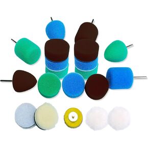 Mini Detail Polisher Pads 1 Inch Buffing Pad Kit for Mini Polisher Electric Drill Rotary Tool, 20pcs Polishing Pad Set, Backer Pad and Mini Polishing Cones for Small Areas Polishing.