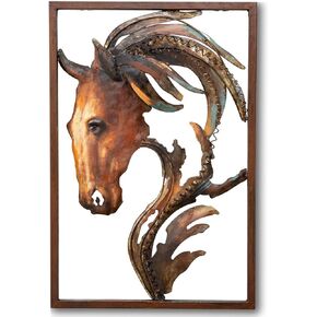 GAUMAANLEI Unique Handcrafted Metal Horse Head Wall Art, Artistic Hand Painted Modern Metal Horse Head Wall Decor for Home Office Living Room Bedroom Horse Lovers, 23 x 15.5 x 0.8 Inches