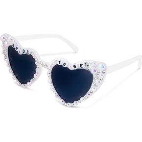 Edussy Bride Sunglasses For Bachelorette - Rhinestone and Pearls Heart Bride To Be Sunglass For Bachelorette Party Gifts Accessories Party Favors