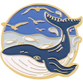 Cute whale Enamel Pin Brooch Metal Badge for Backpacks, Cartoon Animal Alloy Badge