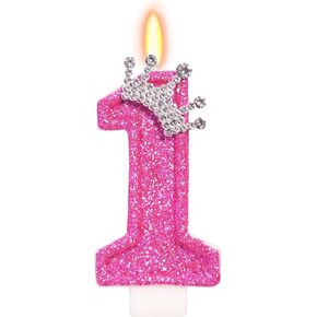 Birthday Candle for Cake, Crown Rose Number Cake Candles, 2.76 inch Number Happy Birthday Candle, Cake Topper Decoration for Birthday Party (Number 5)