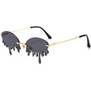 ENTHYI Fashion Tears Flame Sunglasses Women Men Brand Design Rimless Wave Eyewear