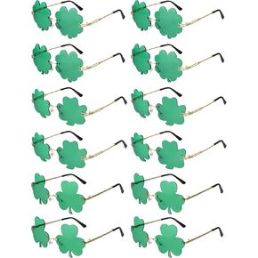 12 زوجًا من نظارات سانت باتريك شامروك الشمسية، نظارات شمسية خضراء بأربع أوراق البرسيم، نظارات أيرلندية بإطار معدني ذهبي، إكسسوار سانت باتريك للحفلات التنكرية للنساء والرجال in Kuwait