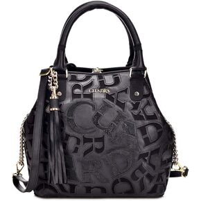 حقيبة يد نسائية من كوادرا مصنوعة من الجلد الطبيعي مع جلد ستينغراي أصلي باللون الأسود in Kuwait