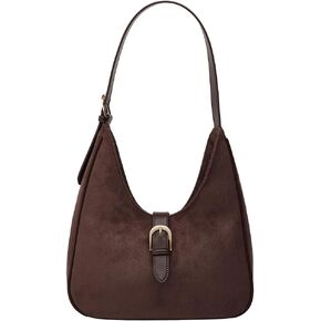 Suede Shoulder Bags For Women Retro Fall Clutch Saddle Bag Small Tote Bag Y2K Satchels Work Purses Slouchy Crescent Handbag
