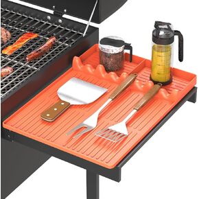 Griddle Mat Compatible with Blackstone, Silicone Grill Tools Mat with Drip Pad, Spatula Mat for Outdoor Grill, Side Shelf Mat Grill Pad (Grey)