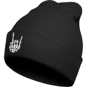 Goth Accessoriess Skull Beanie for Women Men, Spooky Goth Skull Emo Punk Gifts Goth Beanie Knit Winter Hat Chemo Cap