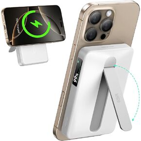 ESR Qi2 Certified MagSafe Battery Pack, Kickstand 10,000mAh 15W Fast Charging Portable Charger, Smart LED Display Power Bank, 27W USB-C MagSafe Charger with Cable for iPhone 16/15/14/13/12, Black