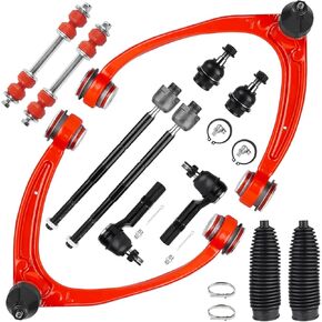12pc Front Upper Control Arm with Polyurethane Bushing Lower Ball Joints Tie Rods Suspension Kit for Cadillac Escalade ESV EXT, for Chevy Silverado/Tahoe/GMC Sierra 1500 Yukon XL 4WD 2007-2013