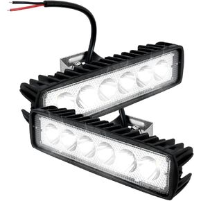 12Volt LED Light Bar, 18W 6000K Super Bright Car LED Fog Light, IP67 Waterproof Flood Spot Light, White Off Road Head Light, Led Light Bar for SUV ATV Vehicle Car Truck Boat (2 pcs)