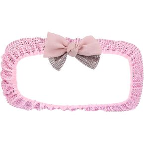 X AUTOHAUX Mirror Accessories Charm Shining Car Rear View Mirror Decorative Cover Faux Crystal Rhinestone with Bow Knot for Women Pink