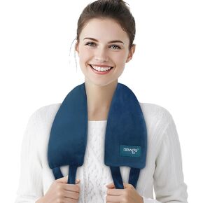 NEWGO Microwaveable Neck Pain Relief Heat Wrap with Straps, Hot Therapy Reusable Heating Pad for Neck, Shoulder Pain Relief