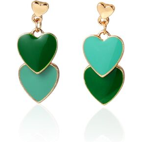 Double Love Heart Drop Earrings Heart Dangle Earrings Heart Stud Earrings for Women Valentine's Day Mother's Day Birthday Gift