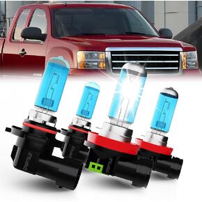 Compatible with GMC Sierra 1500 2500 3500 hd 2007-2013 halogen Headlight Bulbs, 9005/HB3/H10 and h11/h9/h8 Hi Lo Beam Combo, Pack of 4