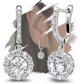 Hoop Earrings for Women Trendy - Sterling Silver Earrings Hypoallergenic Hoop Huggie Earrings for Sensitive Ears Charm Party Cubic Zirconia Drop Dangle Earrings Gifts Jewelry