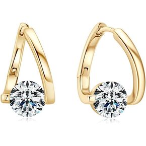 HOMEBEARJ Gold Lymphvity Germanium Earring, Hypoallergenic Zinc Hoop Earrings with Cubic Zirconia for Women