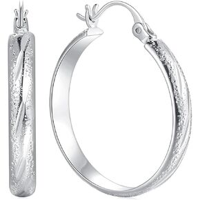 Hoop Earrings for Women Sterling Silver Hoop Earrings Trendy Small Silver Hoop Earrings Silver Jewelry 25 mm