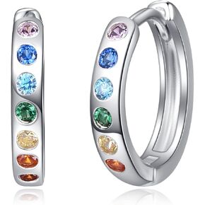 Chakra Hoop Earrings 925 Sterling Sliver Chakra Healing Yoga Gift Small Hoop Earrings for Women