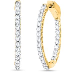 Inside-Outside Hoop Earrings for Women- 1.50 Carat (ctw) White Round Cut Cubic Zirconia 925 Sterling Silver Huggie Hoop Earrings Gift for Her (VVS1 Clarity, D Color)