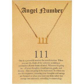 COLORFUL BLING Old English Angel Number Choker Necklace for Women 111 222 333 444 555 666 777 888 999 Pendant Necklace Numerology Lucky Jewelry Gifts