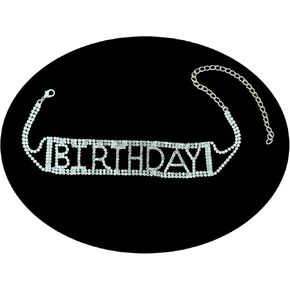 Rhinestones Choker Necklace BIRTHDAY Letter Choker Sparkly Crystal Necklace Chain Collar Chokers for Women Daily Wear Party Prom Accessories