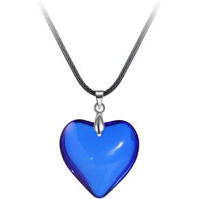 Pingyongchang Simple Chunky Glass Puffy Heart Choker Necklace Coloured Heart Charms Pendant Necklace for Women Party Birthday Trendy Jewelry in Kuwait