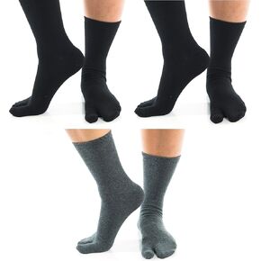 V-Toe Split Toe Flip-Flop Socks - Tabi Premium Cotton Blend Men & Women Sock - Japanese Toe Separated - 3 Pairs