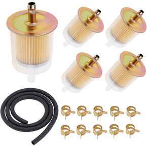 Windance5/16" Motorcycle Fuel Filter, Inline Gas Oil Filter for Scooter Moped Scooter Dirt Bike ATV Tractors Cars Trucks (5pcs Filter Line Clamp Kit)
