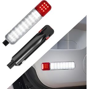 Pack-2 Car LED Panel Courtesy Light Accessories, Waterproof Vehicle Interior Warning Lamp Replacement Compatible with Chevrolet Tahoe, Silverado, Saber, GMC, Cadillac Hummer (White & Red)