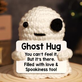 Crochet Emotional Encouragement Ghost Hug, Filled with Love and Spookiness, Support Positive Birthday Gift for Friends, Family, and Loved Ones, Wife, Perfect for Christmas, Halloween, Valentine's Day