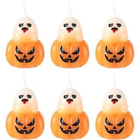 6pcs Halloween Candles Bulk, Mini Cute Funny Face Ghost Candles with Pumpkin Decor Spooky Wax Candles Scented Shaped Candle Gifts for Halloween Party Home Room Bedroom Table Decorations