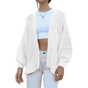 Famulily Womens Cute Long Sleeve Open Front Cardigans Cozy Warm Knit Cardigan Sweater Coat