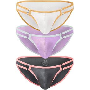 Mens Sexy Bulge Enhancing Briefs Underwear Low Rise Ice Silk Big Ball Pouch Underpants